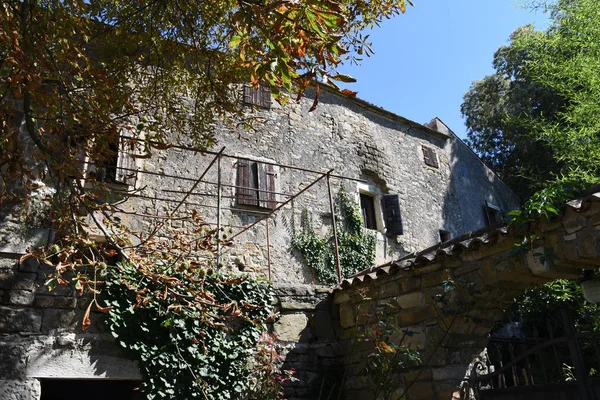 Gronzjan Istria Croazia Città Case Centro Storico Vicolo Casa Pietra — Foto Stock