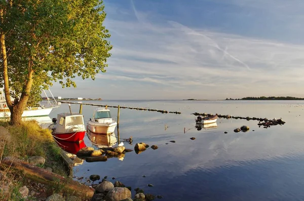 Лодки Гавани Burgstaaken Остров Fabmarn — стоковое фото