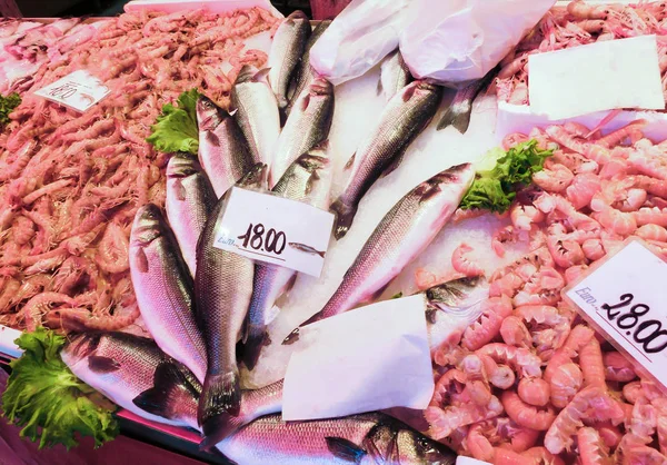 Mercado Peixe Veneziano Peixe Camarões Mercado Peixe Rialto Está Localizado — Fotografia de Stock