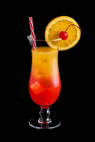 Koktejl Oblohou Černém Pozadí Tequila Sunrise — Stock fotografie