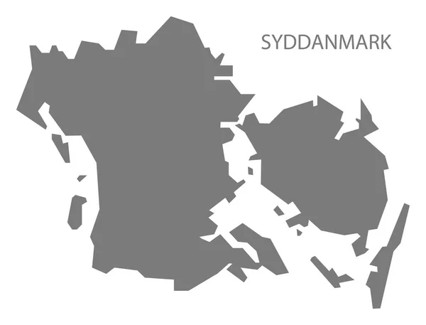 Syddanmark Dinamarca Mapa Cinza — Fotografia de Stock