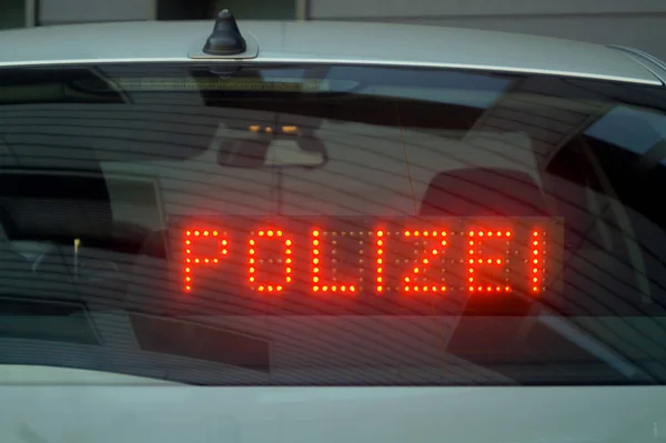 Polizei Schrift Auto — Stockfoto