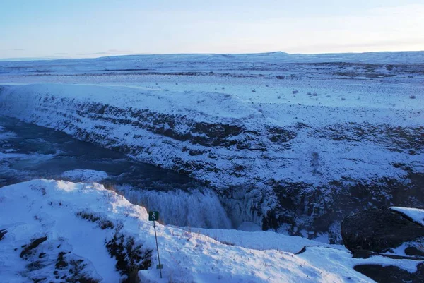 Natur Von Island Wasserfall Und Blick Auf Reykjavik — Stockfoto
