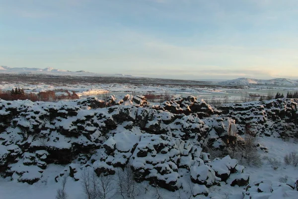 Aard Van Ijsland Een Waterval Een Panoramisch Uitzicht Reykjavik — Stockfoto