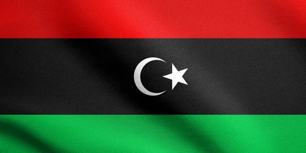 리비아 아프리카 리비아의 국기는 질감으로 바람에 흔들리는 — 스톡 사진