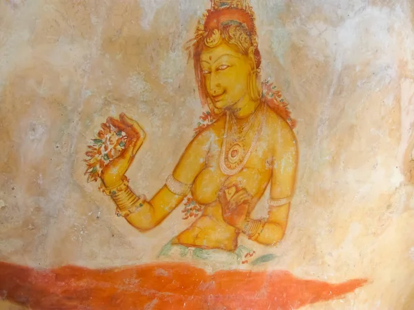 Antiguo Fresco Templo Cueva Sigiriya Sri Lanka Asia Unesco Patrimonio — Foto de Stock