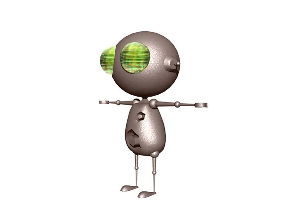Cartoon Robot Illustration White Background — Stock Photo, Image