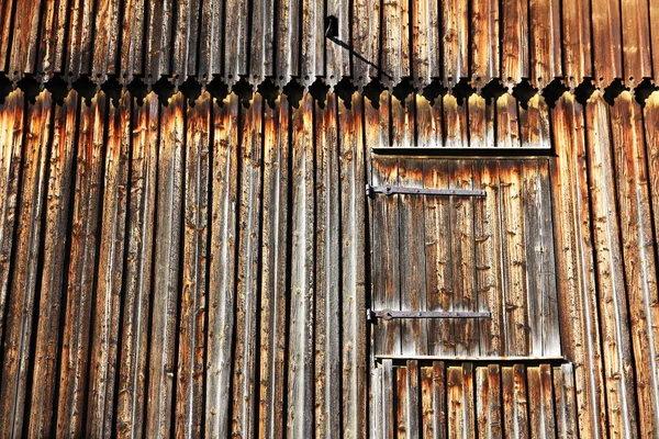 Vieille Fenêtre Fermée Dans Une Ferme Une Vieille Ferme Bois — Photo