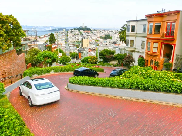 Άποψη Της Lombard Street Στο Σαν Φρανσίσκο Καλιφόρνια Ηπα Lombard — Φωτογραφία Αρχείου