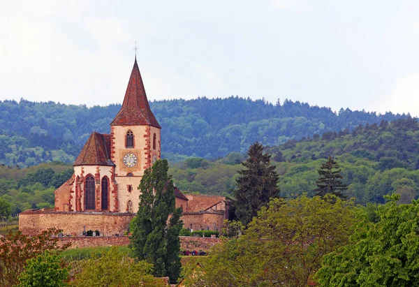 Opevněný Kostel Hunawihr Alsasku — Stock fotografie