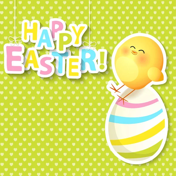 Veselé Velikonoční Přání Kresleným Vejcem Kuřecím Masem Barevném Pozadí Vektorová — Stock fotografie