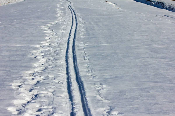 Piste Ski Fond Dans Neige Jour — Photo