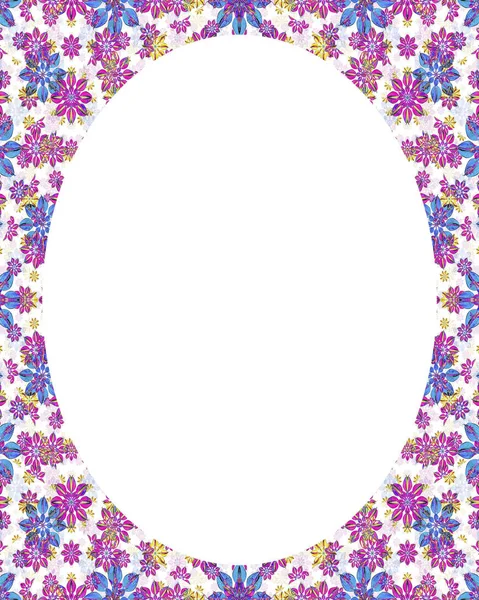 Bílý Kruh Rám Pozadí Zdobené Okraje Květinového Designu — Stock fotografie