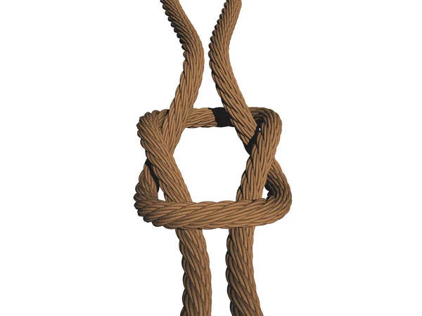白い背景に隔離されたロープ結び — ストック写真