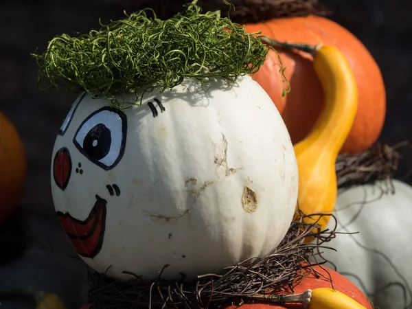 Zucca Halloween Cappello Paglia — Foto Stock