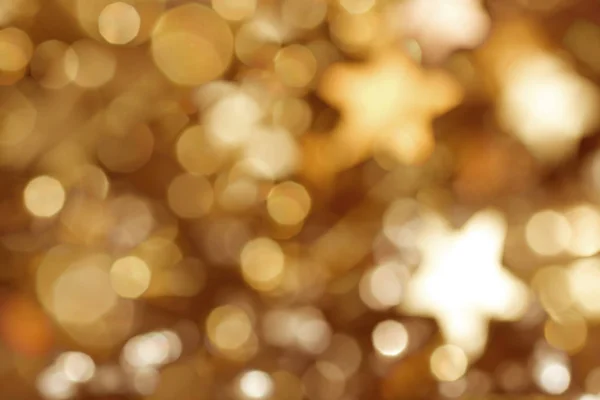 Underbar Gyllene Bakgrund Med Stjärnor Och Bokeh För Jul — Stockfoto
