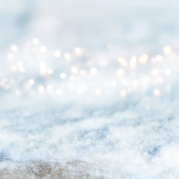 Αφηρημένο Χειμερινό Φόντο Χιόνι Και Ασημένια Φώτα — Φωτογραφία Αρχείου