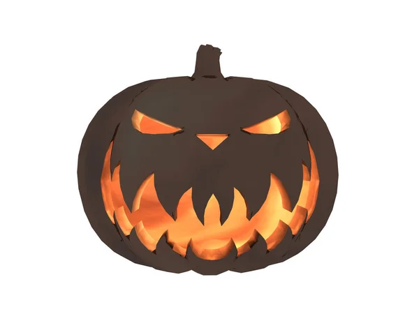 Halloween Pumpa Med Skrämmande Ansikte Isolerad Vit Bakgrund — Stockfoto