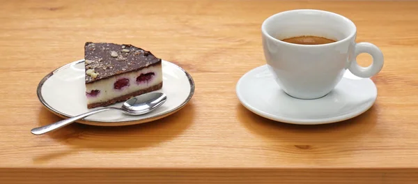 Coupe Expresso Avec Gâteau Dessert Sur Assiette — Photo