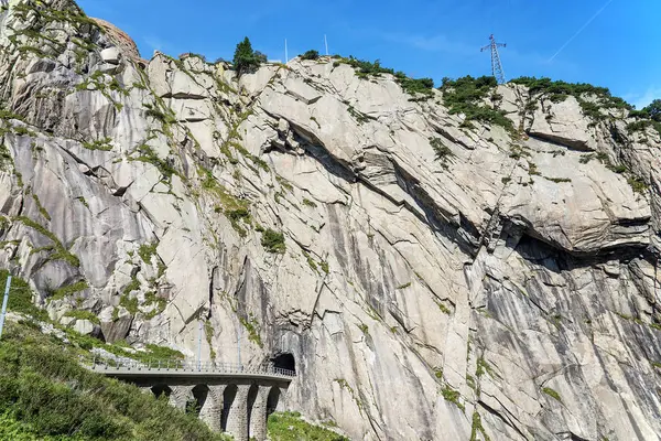Ponte Ponte Ferroviária Alpes Suíça — Fotografia de Stock