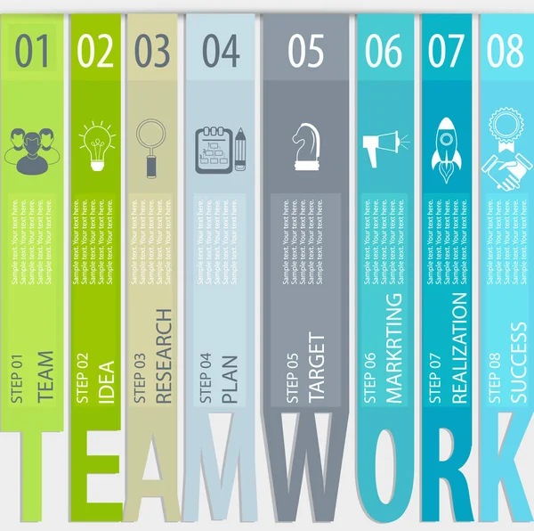 Teamwork Concept Infographic Flat Style Vektorová Ilustrace — Stock fotografie