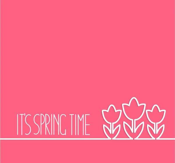 Весняна Концепція Лінія Квітів Місцем Тексту Рожевому Фоні Векторні Ілюстрації — стокове фото