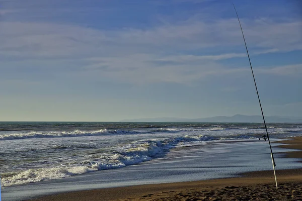 Caña Pescar Playa — Foto de Stock