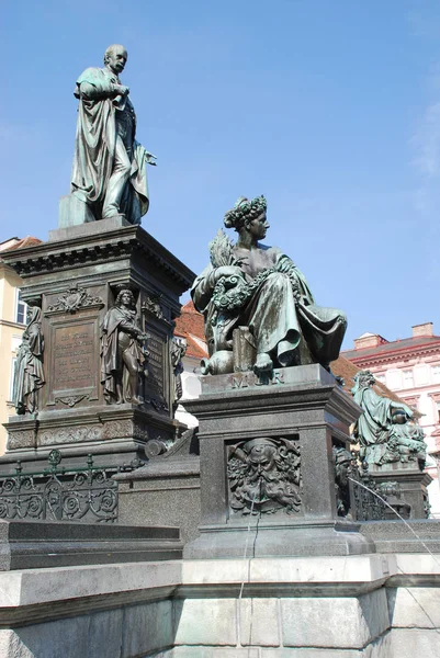 Graz Johann Erzherzog Denkmal Brunnendenkmal Brunnendenkmal Brunnen Hauptplatz Bronze Österreich — Stockfoto