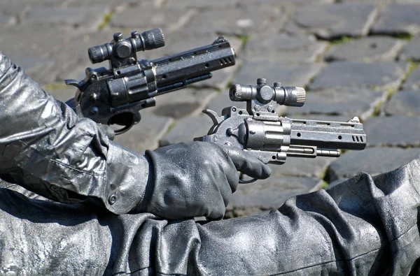 Sniper Militaire Uniforme Avec Fusil — Photo