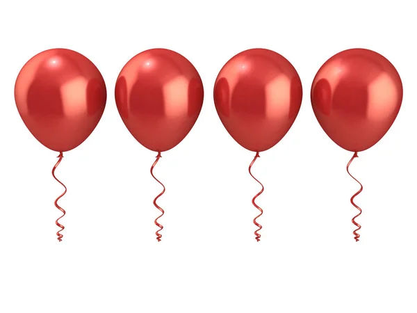 Kırmızı Balonlar Beyaz Arkaplanda Izole — Stok fotoğraf