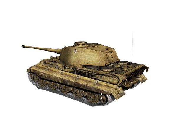 Oude Militaire Tank Geïsoleerd Witte Achtergrond — Stockfoto