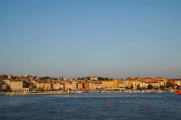 Port Barca Rovinj Lumina Seară — Fotografie, imagine de stoc