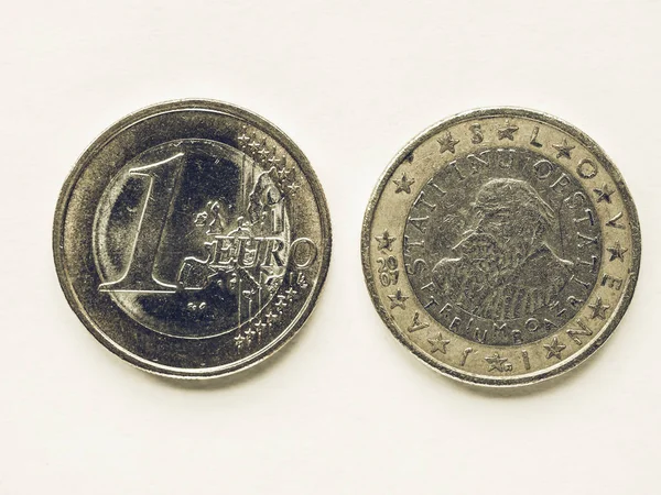 Vintage Looking Νόμισμα Της Ευρώπης Ευρώ Από Σλοβενία — Φωτογραφία Αρχείου