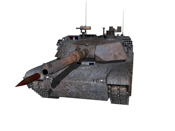 Oude Roestige Militaire Tank Geïsoleerd Witte Achtergrond — Stockfoto