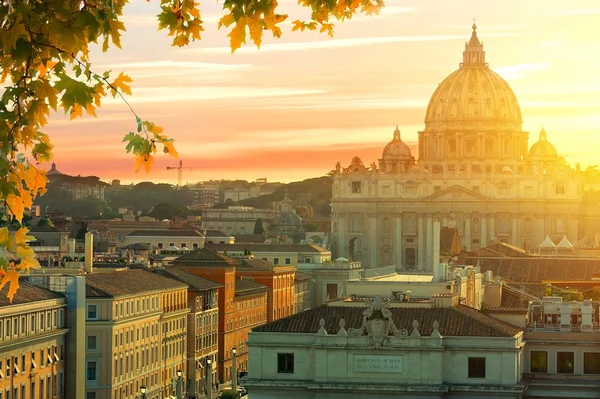 Hermosa Puesta Sol Sobre Vaticano Verano Italia — Foto de Stock