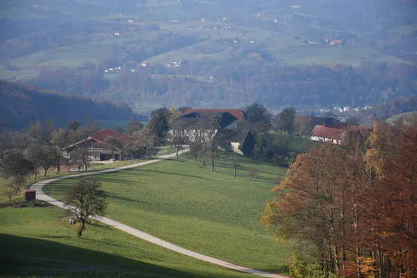 Damberg Steyr Panorama Panoramablick Malerischer Berg Stadt Landwirtschaft Wiese — Stockfoto