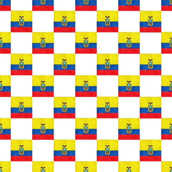 Patrón Inconsútil Motivo Bandera Nacional Ecuador Diseño Estilo Grunge — Foto de Stock