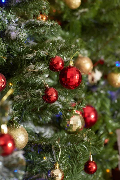 Εορταστικό Φόντο Από Χριστουγεννιάτικο Δέντρο Διακόσμηση Christ Mas Και Πρωτοχρονιά — Φωτογραφία Αρχείου