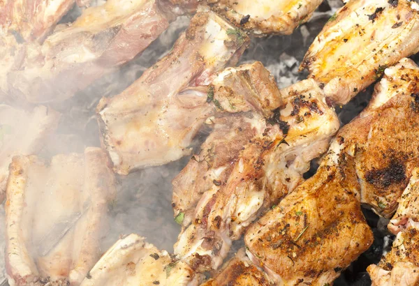Photographed Closeup Kebab Made Nature Used Large Pork Meat — ストック写真