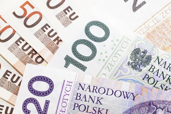 폴란드의 Zloty Euro — 스톡 사진