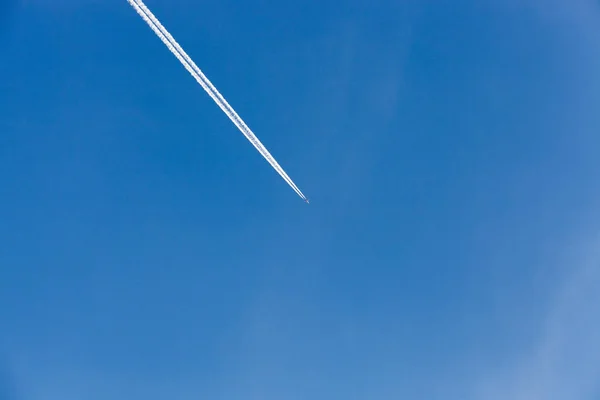 Photographed Close Blue Sky Clouds Located Flying Plane — Stock Photo, Image