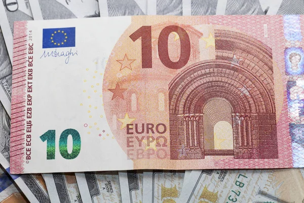 Fényképezte Közelkép Pénzt Európai Unió Névértéke Tíz Euró — Stock Fotó