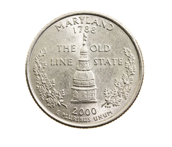 Fotografiert Nahaufnahme Auf Weißem Hintergrund Münze Dollar Amerikanisches Viertel Fünfundzwanzig — Stockfoto