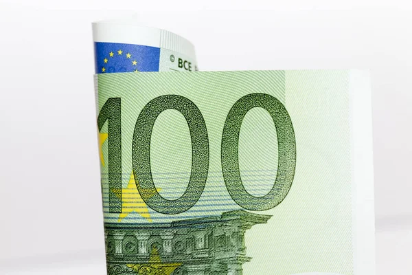 Fotografado Close Cem Euros Verde Europeu — Fotografia de Stock