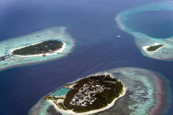 Scene Shot Seaplane Flight Male Meedhupparu Island Showing Islands Middle — Stock Photo, Image