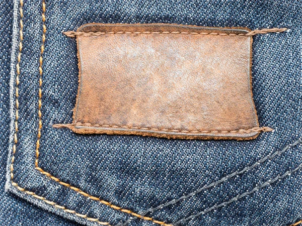 Primer Plano Etiqueta Jeans Con Espacio Copia — Foto de Stock