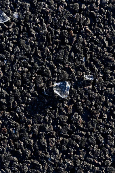 Glass Left Pavement Commission Road Accident New Way Black Glass — Stock Photo, Image