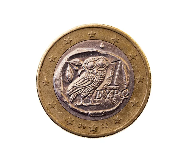 1ユーロの欧州連合 の白い背景コインのクローズアップを撮影 — ストック写真