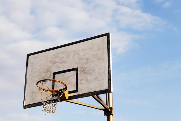 Fotografoval Jsem Zblízka Štít Prsten Pro Basketbal Místo Nachází Ulici — Stock fotografie