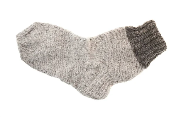 Isolated White Background Gray Socks Made Wool Home — Stock Photo, Image